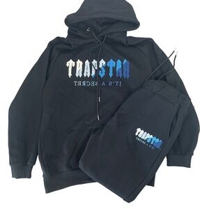 Trapstar White–Blue Logo Its A Secret Tracksuit Hoodie and Sweatpants Black XL